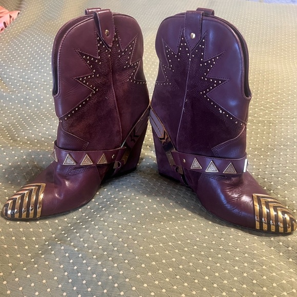 Ivy Kirzhner Leather Western Burgundy Leather Boots (Sz:7.5M) - Picture 3 of 12